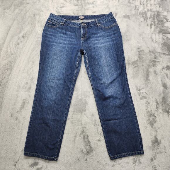 J.Jill Jeans Women 14 PETITE Blue Boyfriend Mid Rise Slim Straight Preppy Casual - Picture 1 of 13